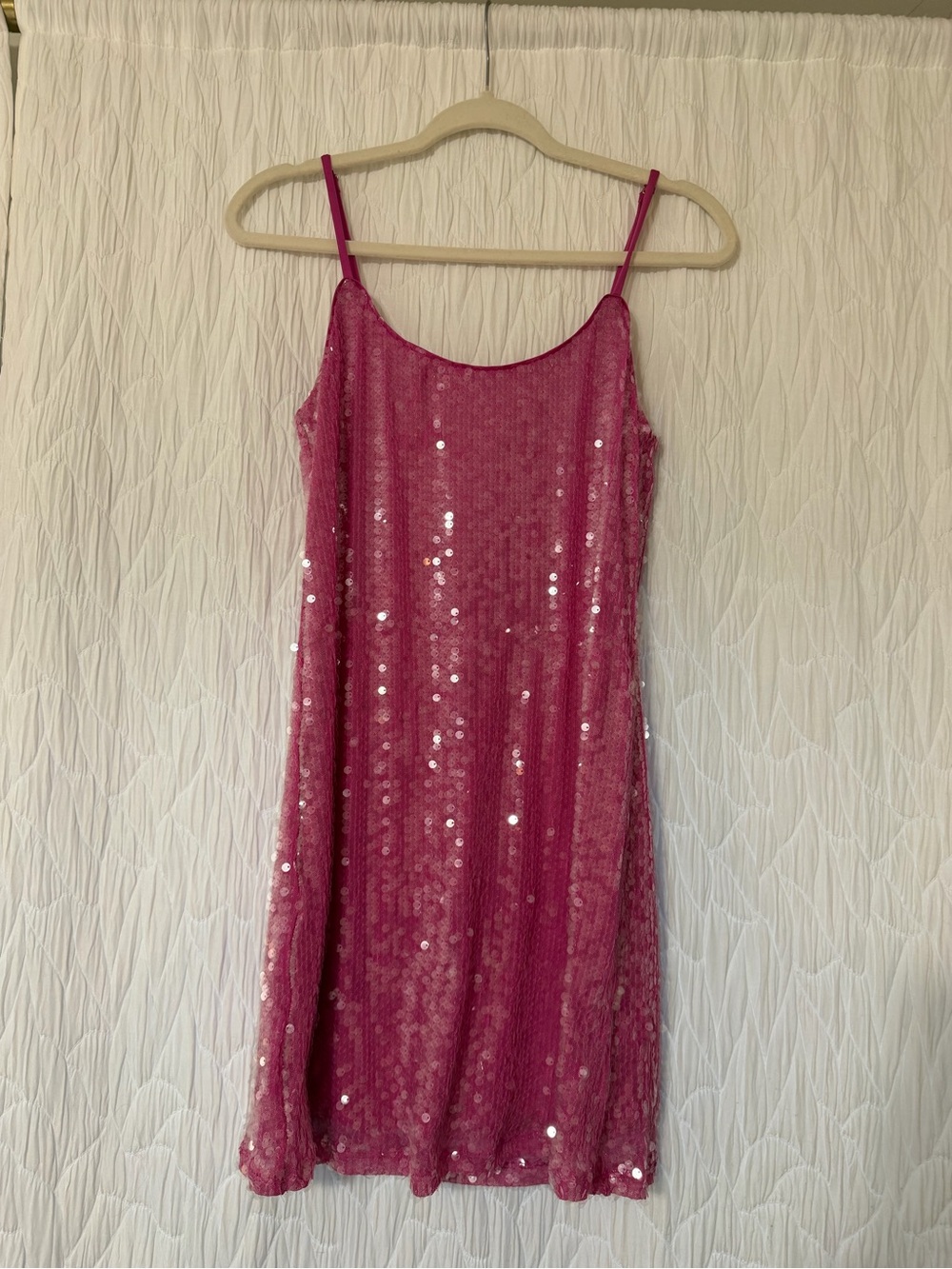 Pink Sequin Slip Dress